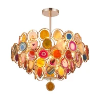 led e14 postmodern iron agate multicolor lustre chandelier lighting suspension luminaire lampen for dinning room