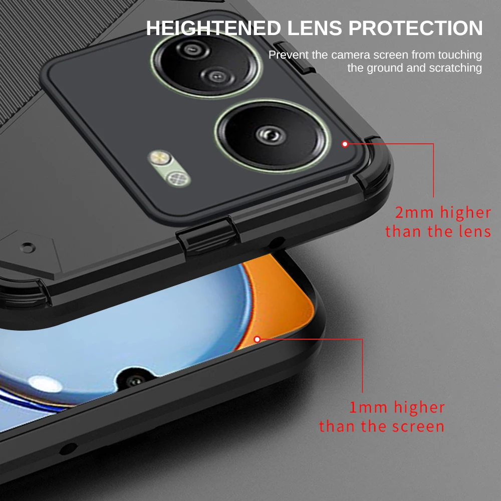 Для Xiaomi Redmi 13C чехол противоударный со скрытой подставкой для ПК задняя крышка