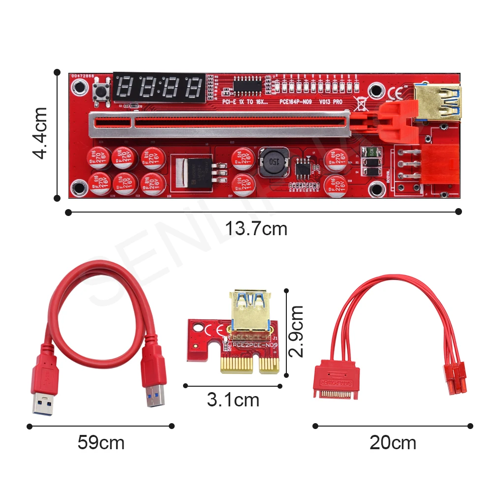 Кабель питания V013 Pro PCIE Riser 013 кабель-переходник x1 x16 SATA на 6 контактов кабель USB 3 0
