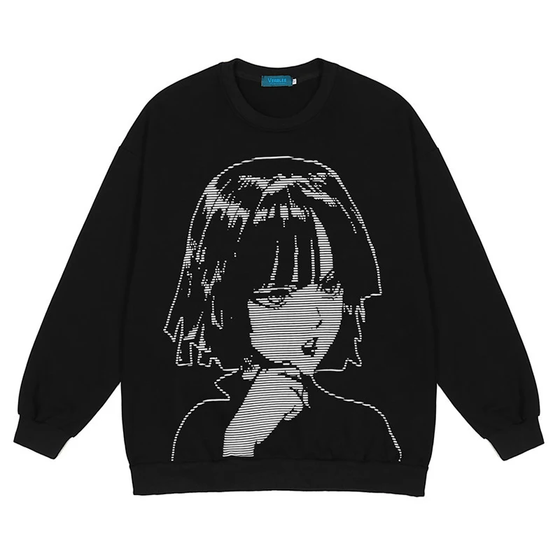 

Sweatshirt Men High Streetwear Japan Anime Kawaii Printed Hoodies Men's Harajuku Women Oversized Autumn Winter Sweatshirts