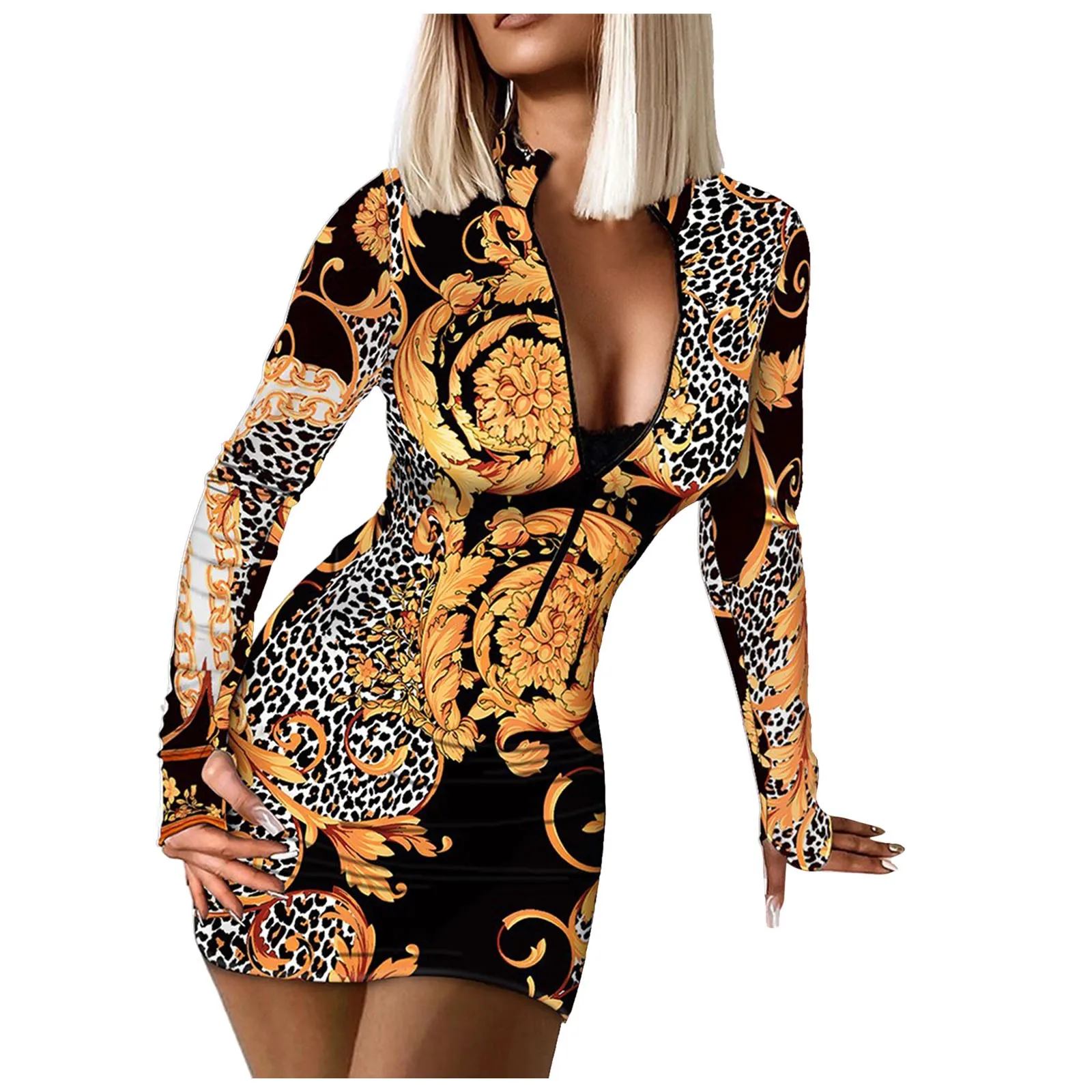 

Женское платье-макси с длинным рукавом и V-образным вырезом