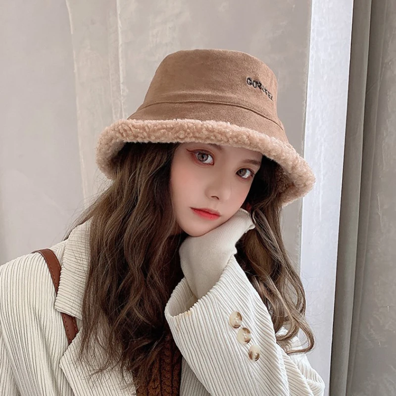 Super Women Warm Thick Bucket Hats Lady Autumn Winter Outdoor Panama Fisherman Cap Hat For |