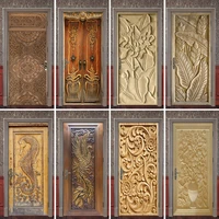 carved wood panel door stickers retro decorative sticker self adhesive waterproof relief pattern wallpaper mural apartment decor