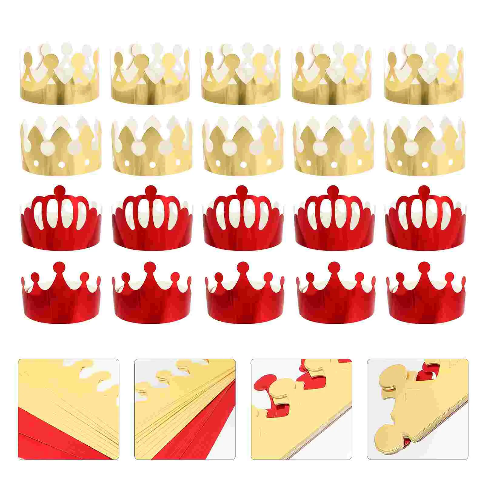 

20 pcs Birthday Party Cap Golden and Red Photo Props Party Crowns Baby Shower Hats Birthday Hats