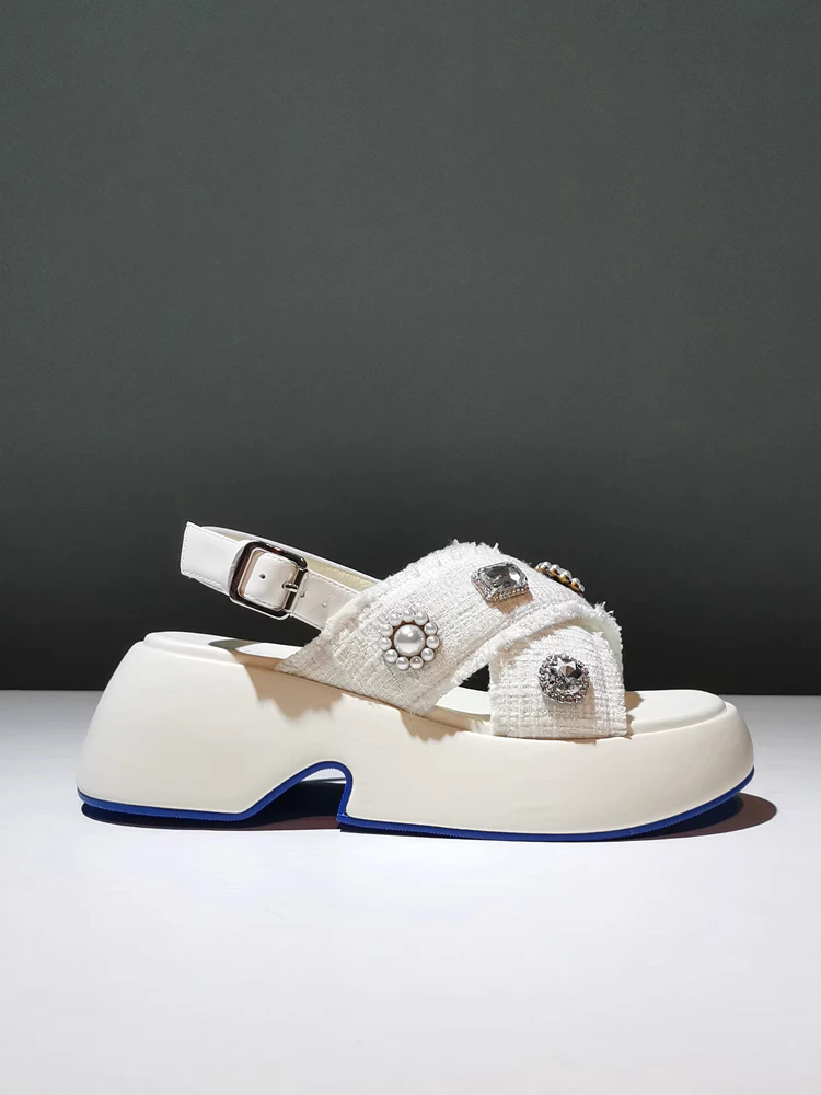 

New women shoes free shipping offers sandalias con pedrería white sandals for woman