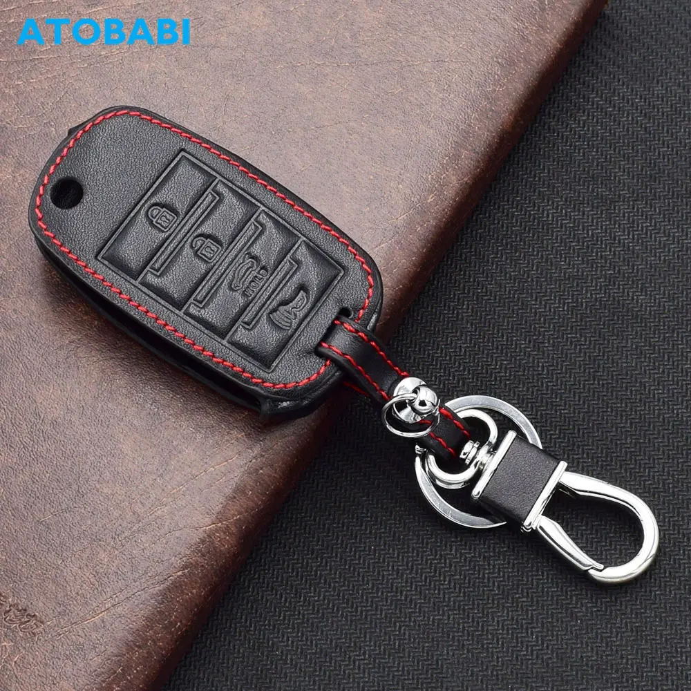 

ATOBABI Leather Car Key Case Keychain For Kia Rio Optima Sportage Sorento Soul Ceed Cerato Forte Seltos Sedona Flip Remote Cover