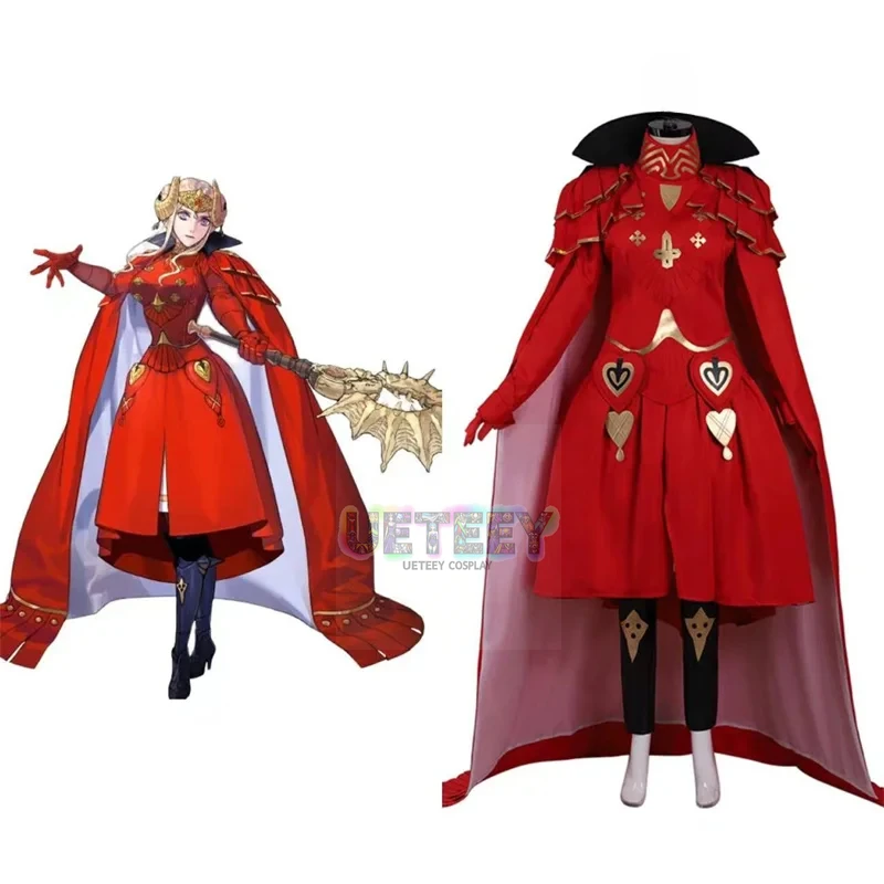 Фото UETEEY Fire Emblem Three Houses Edelgard Von Hresvelg Платье Костюм Хэллоуин Рождество Женская Красная Юбка Наряд Косплей Костюм №2