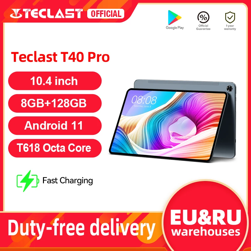 

Teclast T40 Pro 10.4 inch Tablet 8GB RAM 128GB ROM 2000x1200 UNISOC T618 Octa Core 4G Network Wifi Android 11 Fast Charging
