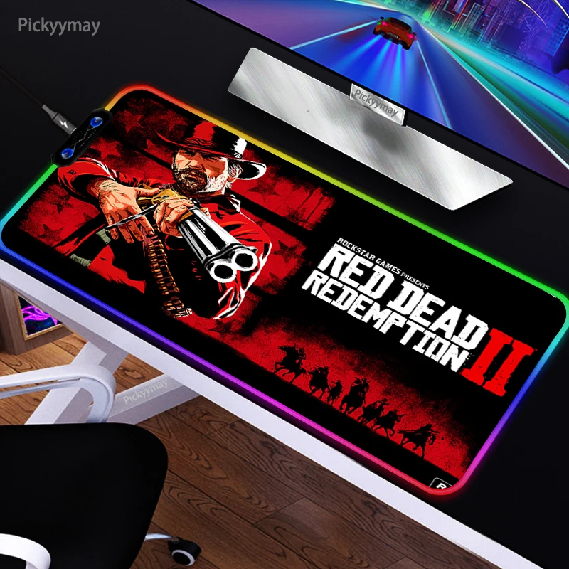 

Red Dead Redemption RGB Large Gaming Mouse Pad Mousepad LED Light Rubber Desk Mat Computer Keyboard Table Mat Gamer Accessories