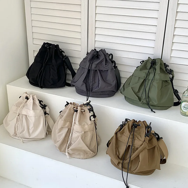 

Women Leisure Large capacity Nylon Armpit Bucket bag 2023 New Advanced sense Hand-pulled Rope Single Shoulder Crossbody bag