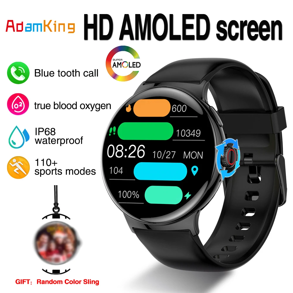 Водонепроницаемые мужские и женские смарт-часы AMOLED с пульсометром кислородом в