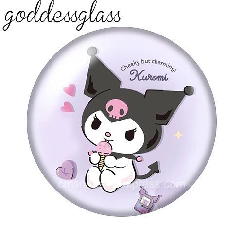 MINISO Sanrio Kuromi Милая 10 шт. 12 мм/18 мм/20 мм/25 мм круглая фотография стекло кабошон