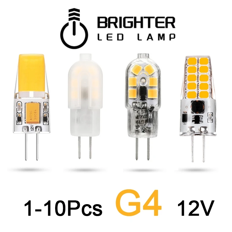 1-10PCS New Mini G4 12V LED Lamp Dimmable 3W COB Bulb AC DC 12V Lampada COB 360 Beam Lampada G4 COB Lights Replace Halogen