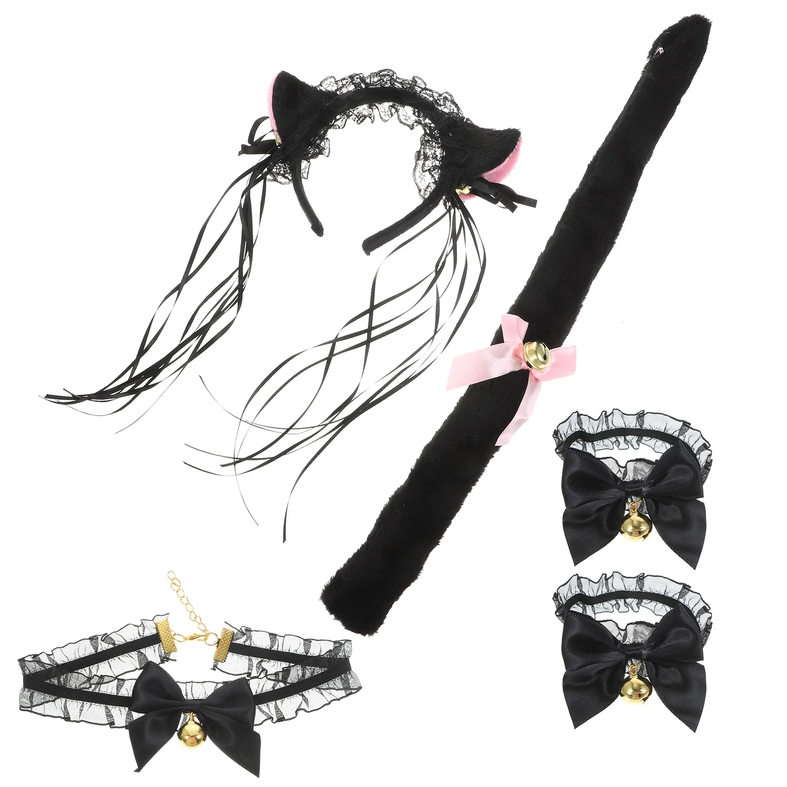 Аксессуары для косплея с кошачьими ушками и хвостом повязка на голову пушистыми