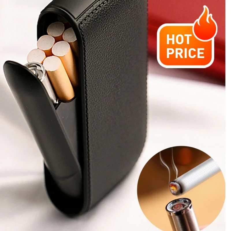 Новый портсигар из искусственной кожи с USB вольфрамовой электронной зажигалкой