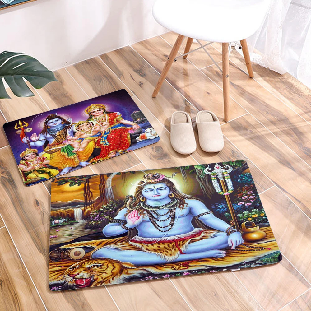 

Indian Mythology Shiva Flannel Carpet Non-Slip Decor Colorful Cartoon Buddhism Doormat 40x60cm Floor Door Mat for Children Room