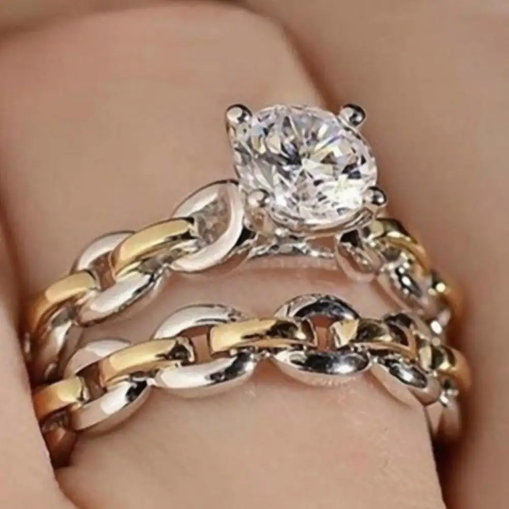 2 шт./компл. обручальные кольца с гладкой поверхностью из сплава двухцветные