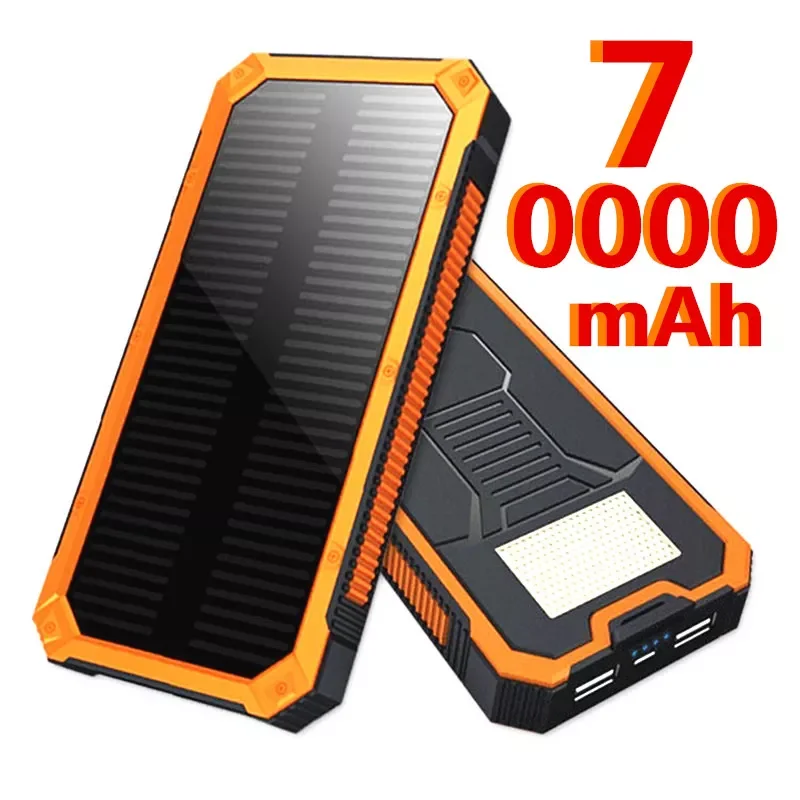 

2023New Wireless Solar 70000mAh Fast Charger Power Bank Portable with LED Light External Battery Charging For Xiaomi Samsung Iph