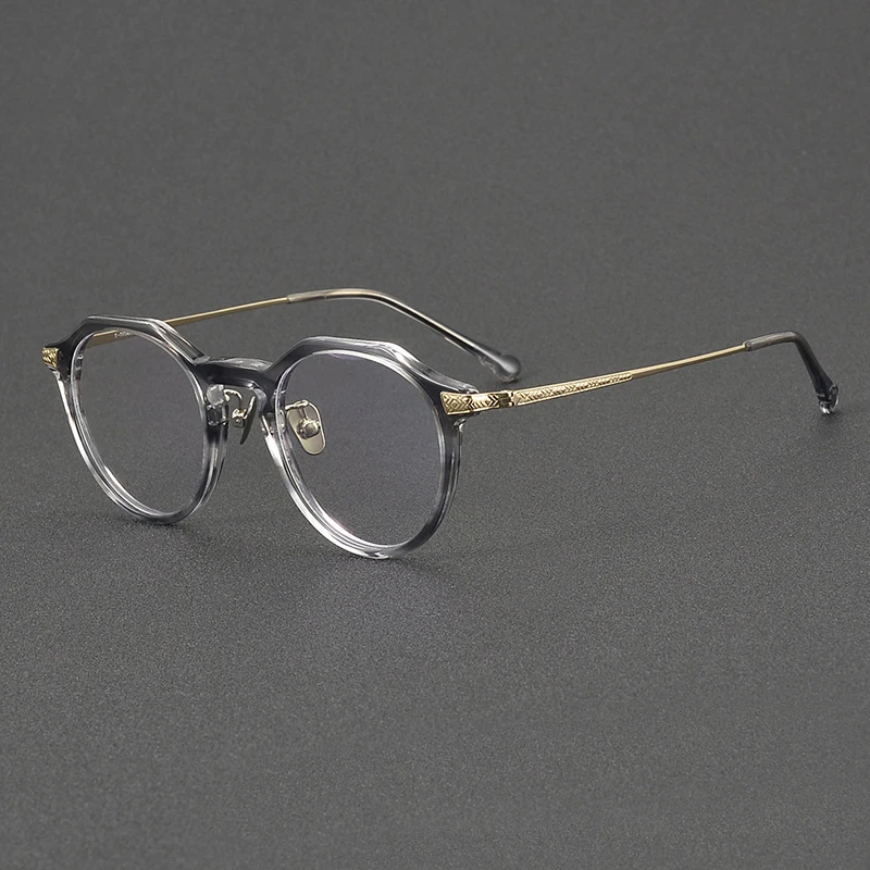 Титановые ацетатные мужские очки по рецепту винтажные круглые оптические