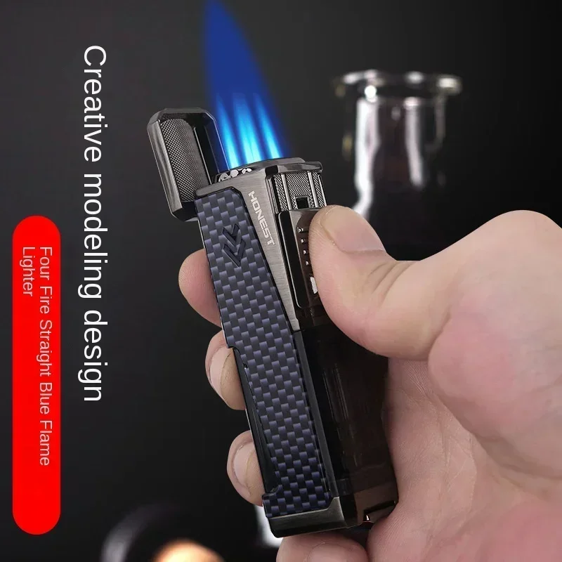 HONEST металлическая четыре струйных пламени бутановая газовая зажигалка
