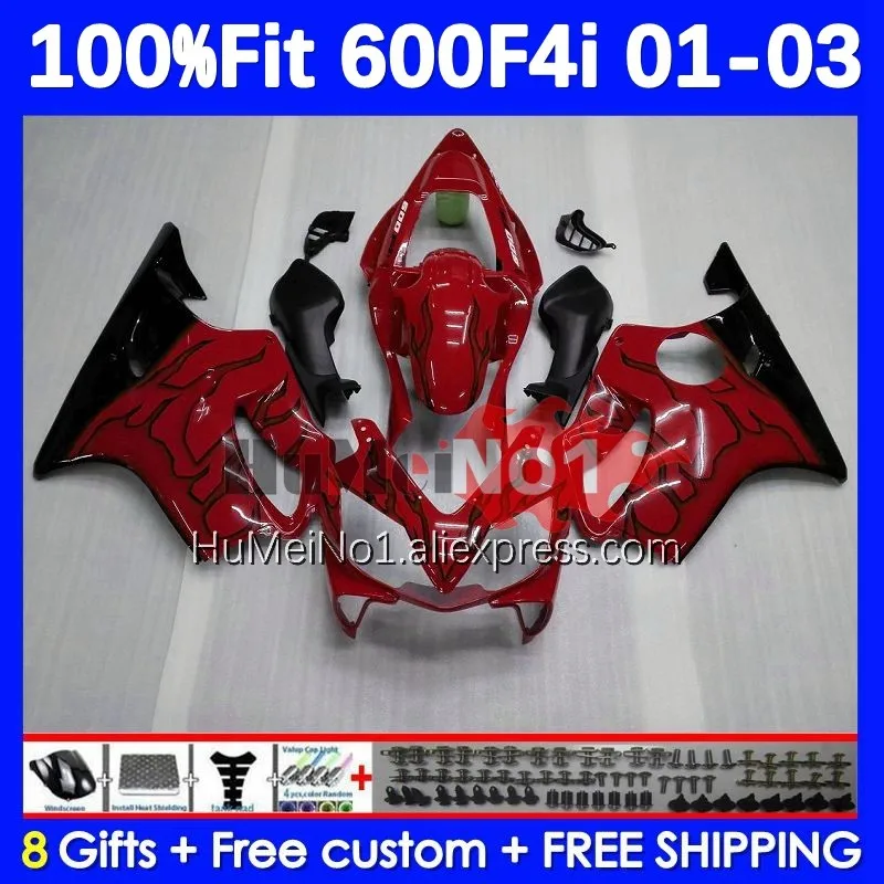 

Injection Body For HONDA CBR 600 F4i 600F4i 600CC CC 138No.7 red black CBR600F4i 01 02 03 CBR600 F4i 2001 2002 2003 Fairings