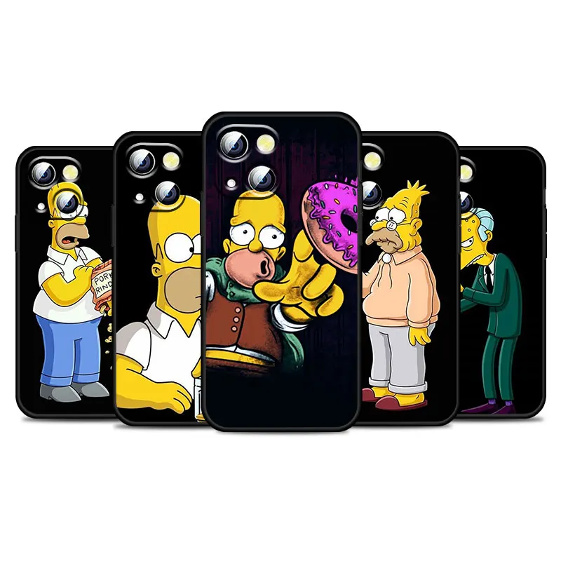 

Simpsons family fun For Apple iPhone 13 12 11 Pro mini XS MAX XR X 7 8 6 5S Plus Silicone Soft Black Phone Case