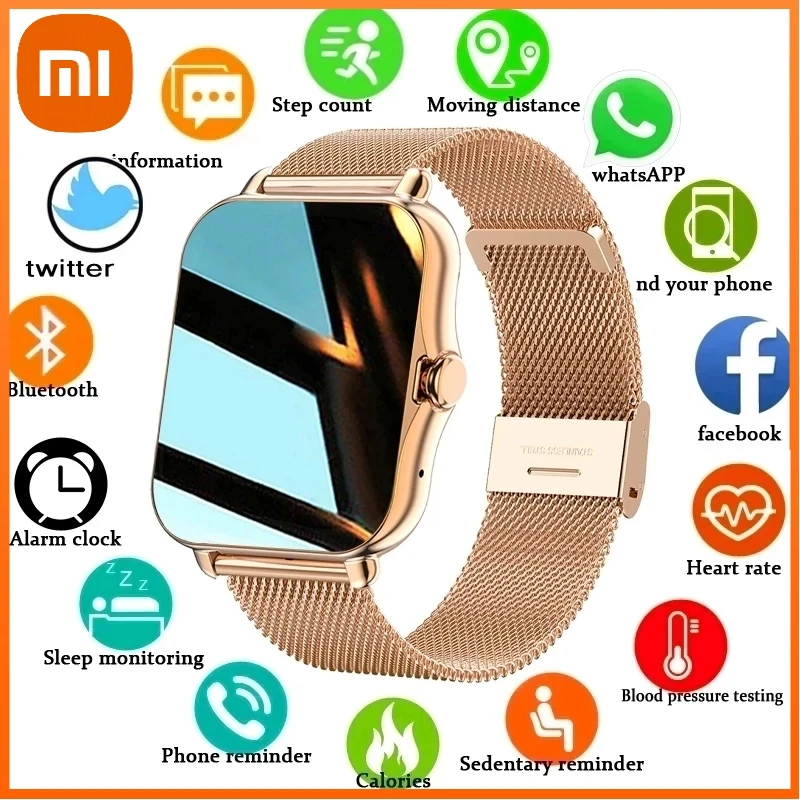 

Смарт-часы Xiaomi женские с Bluetooth, сенсорным экраном и Пульсометром
