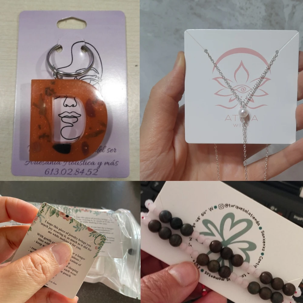Personalize Hanging Label Jewelry Cardboard Custom Packages For Small Business Stud Earrings Stand Hook Clips Packaging Supplies