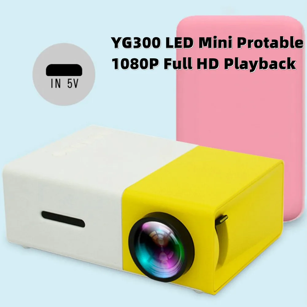 

YG300 LED Mini Protable 800 Lumens Support 1080P Full HD Playback HDMI-Compatible USB Home Theater Movies AV Cable Projector