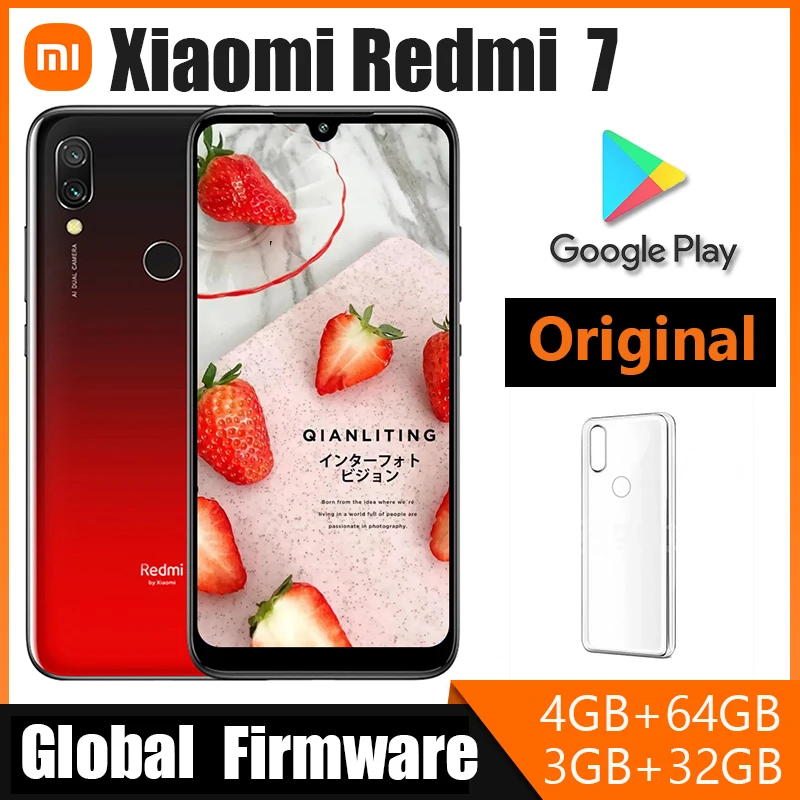 Xiaomi Redmi 7 Cellphone,Original Redmi7 Smartphone ,Googleplay Google Store Android Cell Phone Fingerprint Dual SIM
