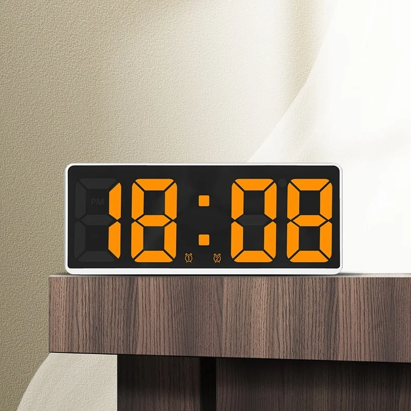 

Dual Alarm Clocks For Heavy Sleepers Voice Control Simple LED Large Screen 12/24H Calendar Bedroom Bedside Home Digital Clock