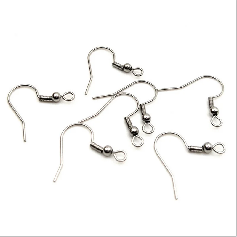 

50pcs never fade ear Hooks 316 Stainless Steel Titanium Steel Simple Ear wire Hook Clasps Hooks Jewelry Making Findings 20mm