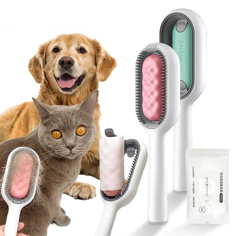 

B50 Pet Grooming Brush Cat and Dog General Comb To Remove Floating Hair Sticky Hair Disposable Wipes Pet Cleaning Supplies