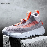 sneakers casual plus size 46 men running shoes fashion knitting mesh breathable height increased platform high top sock shoes