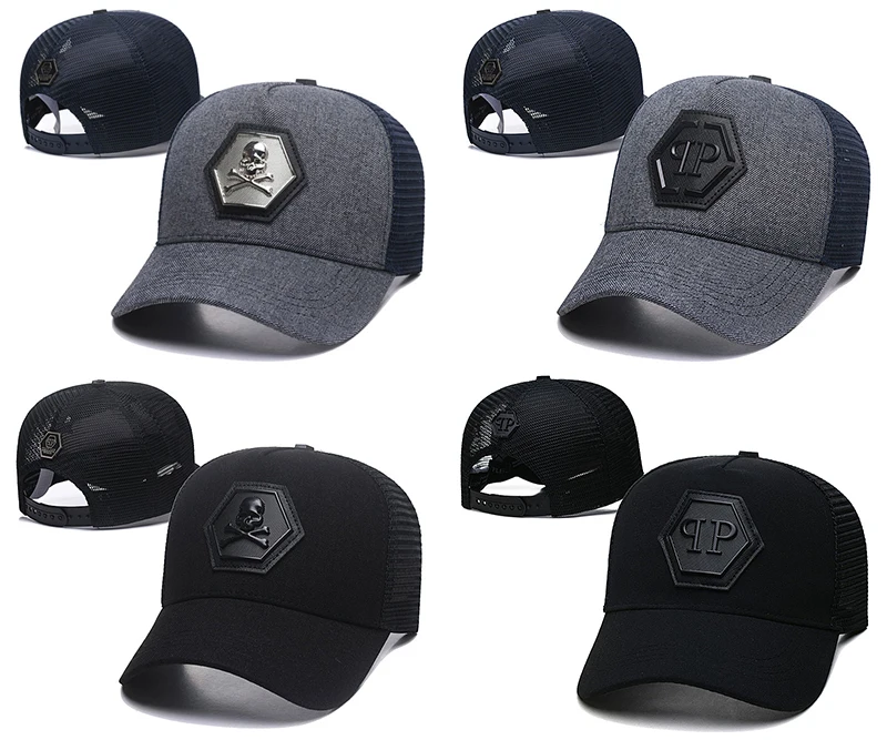 

New Fashion Letters Metal Q-qp P-Philipp Outdoor grid Baseball Cap Spring Summer Adjustable Hats for Men Women Pleins Caps