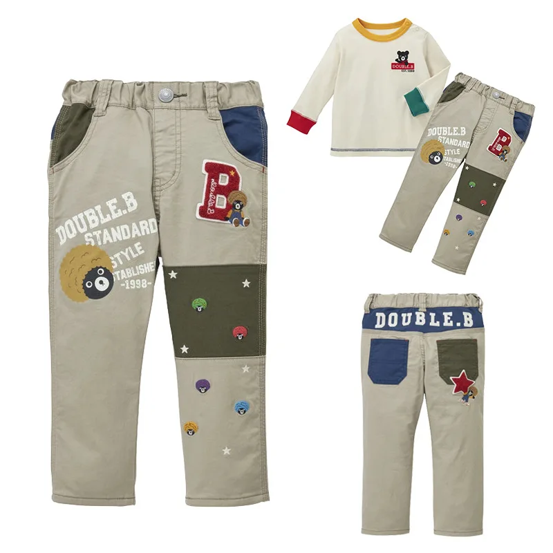 

Брюки для мальчиков в японском стиле на весну и осень Новинка брюки-Слаксы с изображением взрывоопасной головы черного медведя для мальчиков