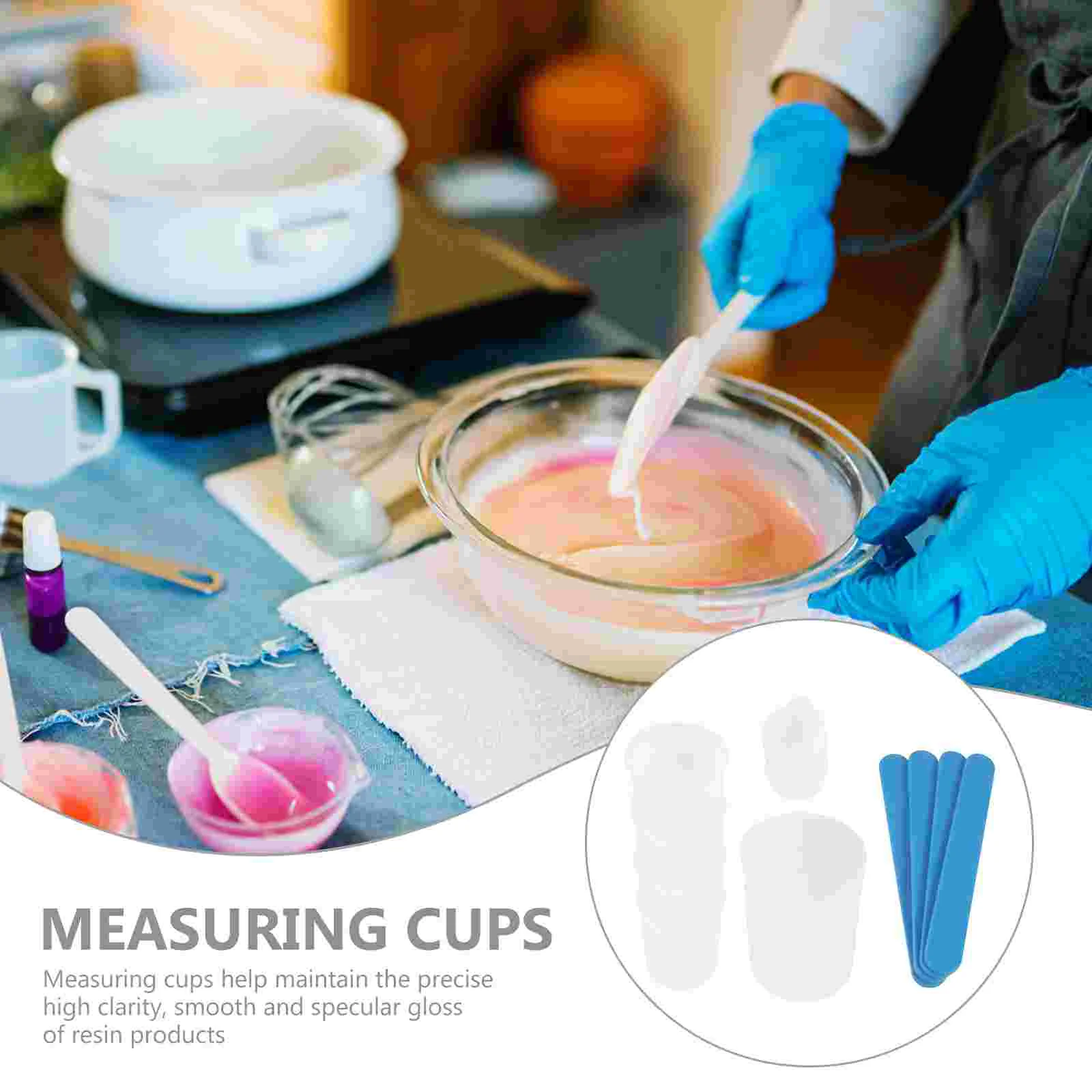 Silicone Measuring Cup Set Epoxy Resin Supplies Cups Mixing Tool Kit Stir Sticks