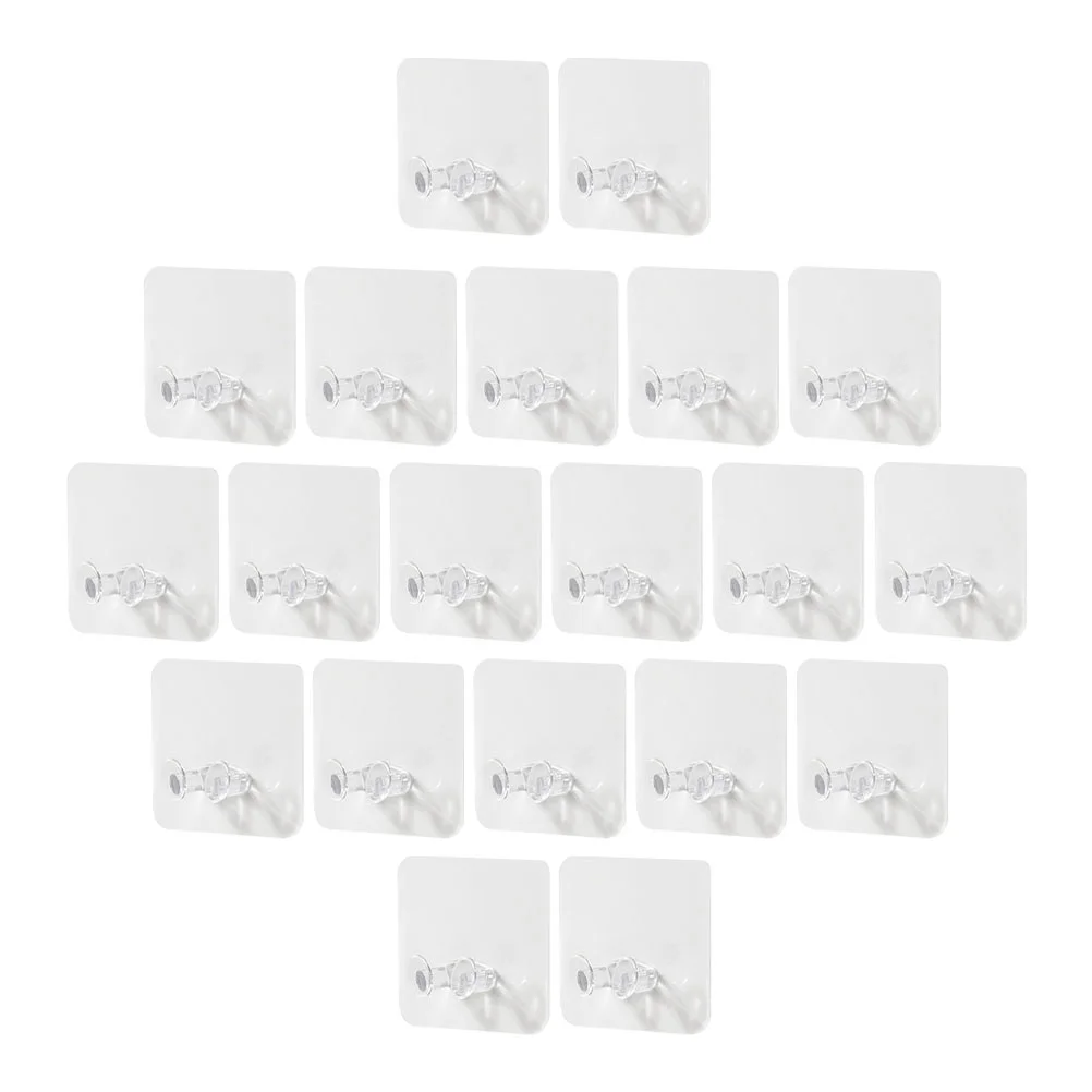 

20pcs Adhesive Plug Hooks Transparent Hooks Cable Management Waterproof for Kitchen Bathroom Office Towel Robe