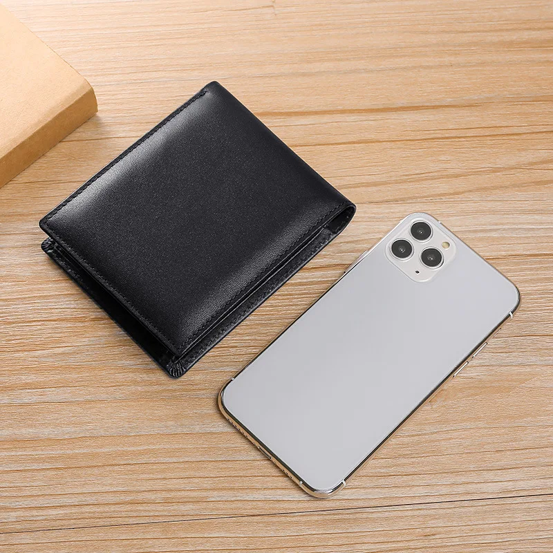 Genuine Leather Men's Wallet tri-Fold Short Coin Purses Rfid Anti-Theft Money Credit Card Holder Purses Money Bag Purse Holder