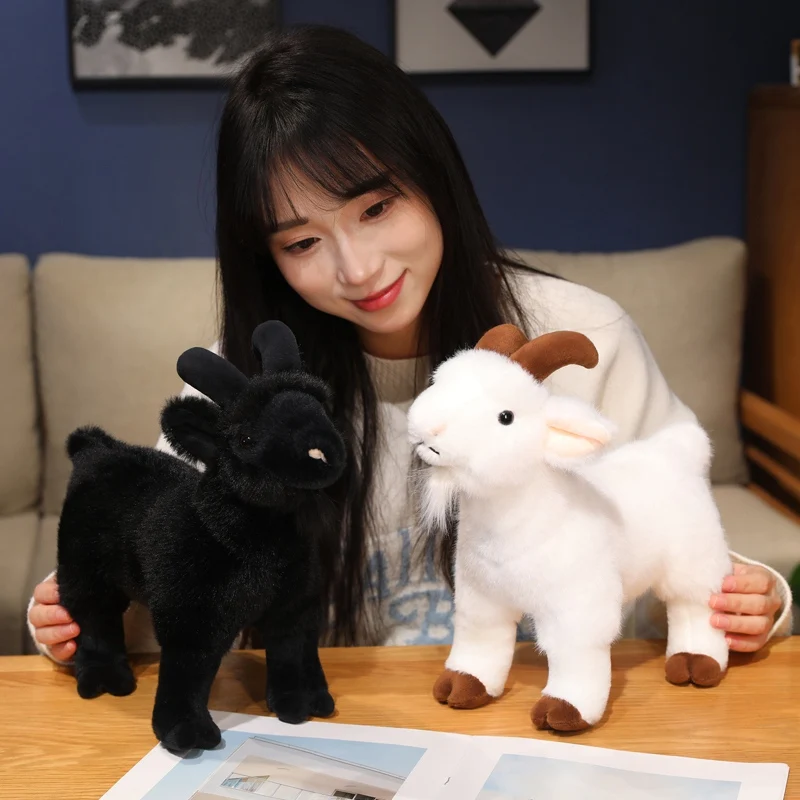 Новые плюшевые игрушки в виде козы имитация белая черная кукла-овца мягкие