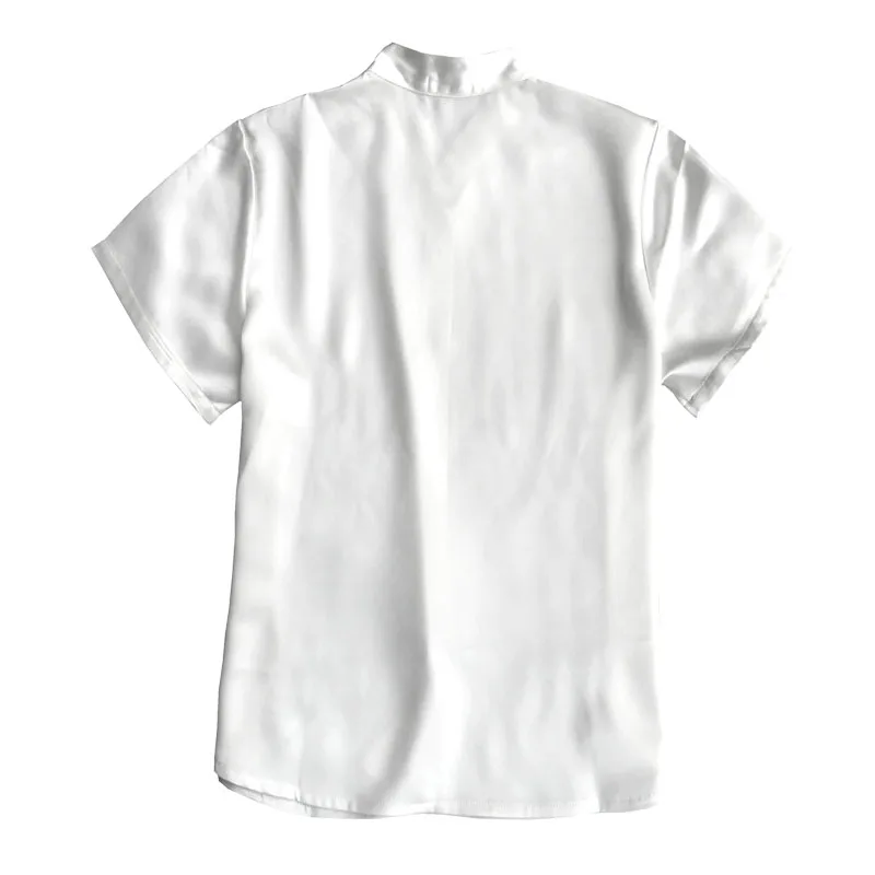 Атласная триацетатная мужская рубашка весна-лето с короткими рукавами и