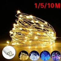 1m 5m 10m led string fairy lights usb copper wire wedding festival christmas party decoration lights waterproof outdoor lighting