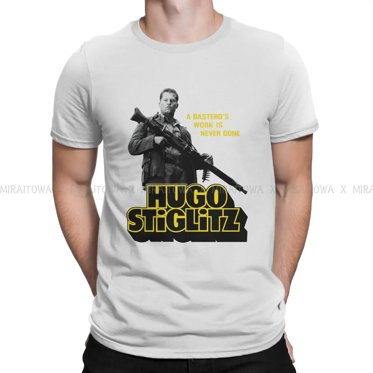 

Футболка мужская с надписью «Inglourious Basterds», базовая тенниска HUGO STIGLITZ IS A BASTERD, модная рубашка свободного покроя, лето