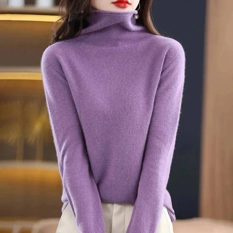 Женский кашемировый свитер из чистой мериносовой шерсти 100% пуловер с высоким