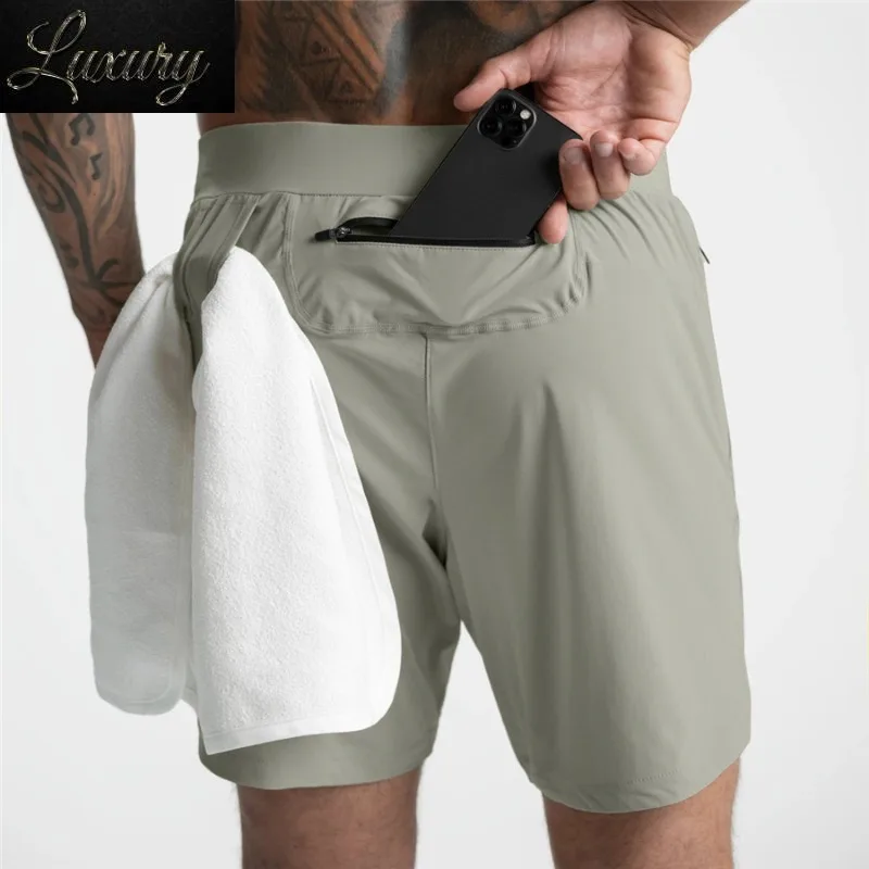

2023 Summer New Gym Jogging Exercise Shorts Men's Sports Fitness Quick-drying Multiple pockets Running