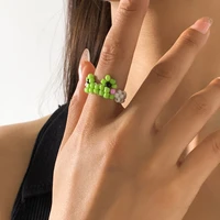 wholesale fashion cartoon frog rings for women cute animal rice beads ring jewelry girl childrens gift accessories 2022