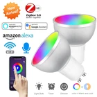 Умная Светодиодная лампа Zigbee Tuya Gu10, умная лампа Tuya, умная лампа 220 В, светодиодная лампа RGBCW светильник льник 5 Вт, умная лампа для дома Alice Alexa Goolge