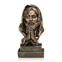 jesus christ head bust statue inspiration meditation praying sculpture home decoration artificial bronze vintage resin crafts