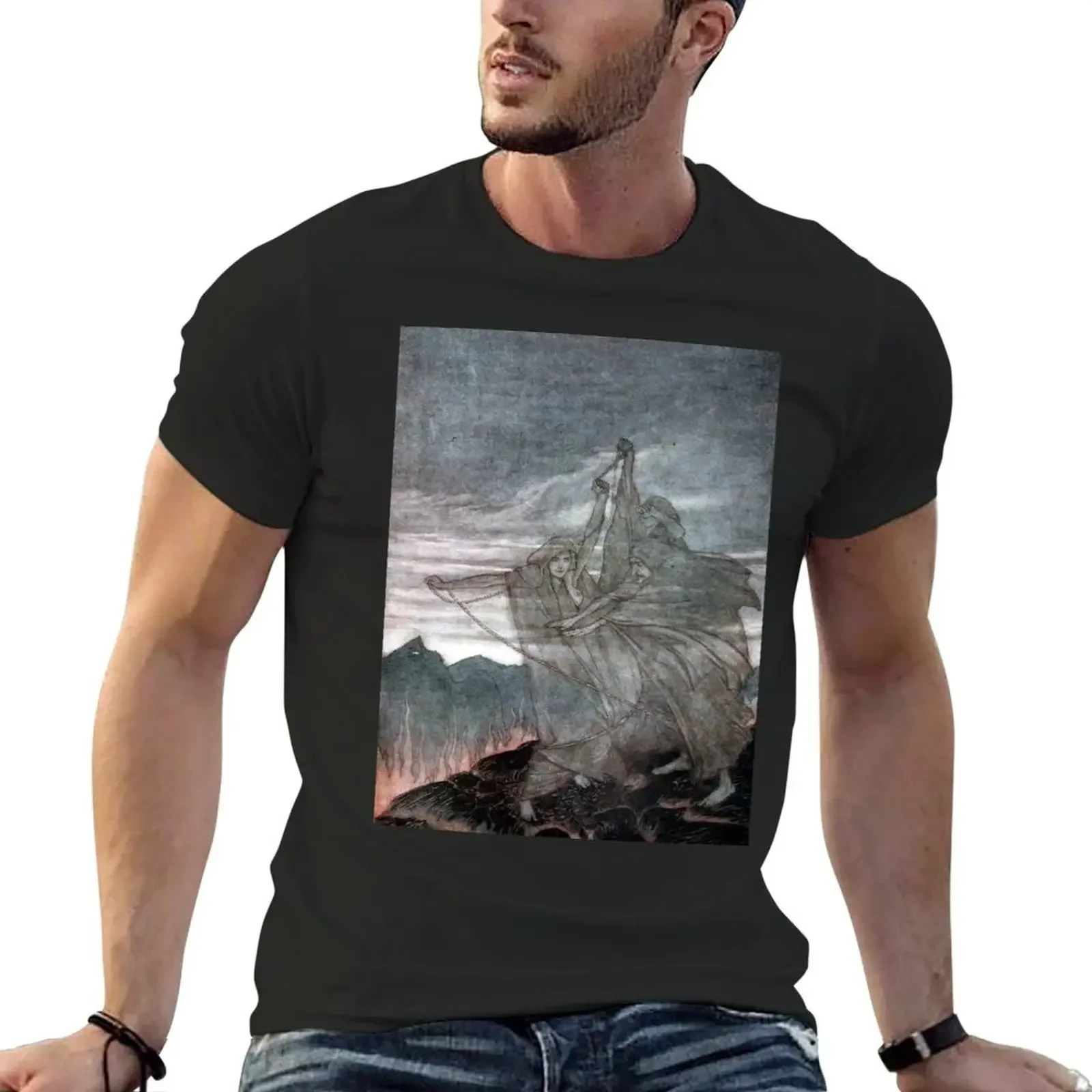 The Norns Vanish - Siegfried and the Twilight of Gods Arthur Rackham T-Shirt graphics quick drying t shirt men 100℅ cotton