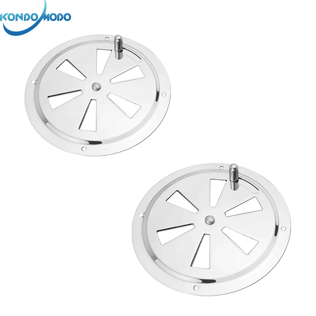 

2X Stainless Steel Boat Round Air Louver Vent Grille Ventilation Louvered Ventilator Grill Cover Side Knob Open Marine Hardware